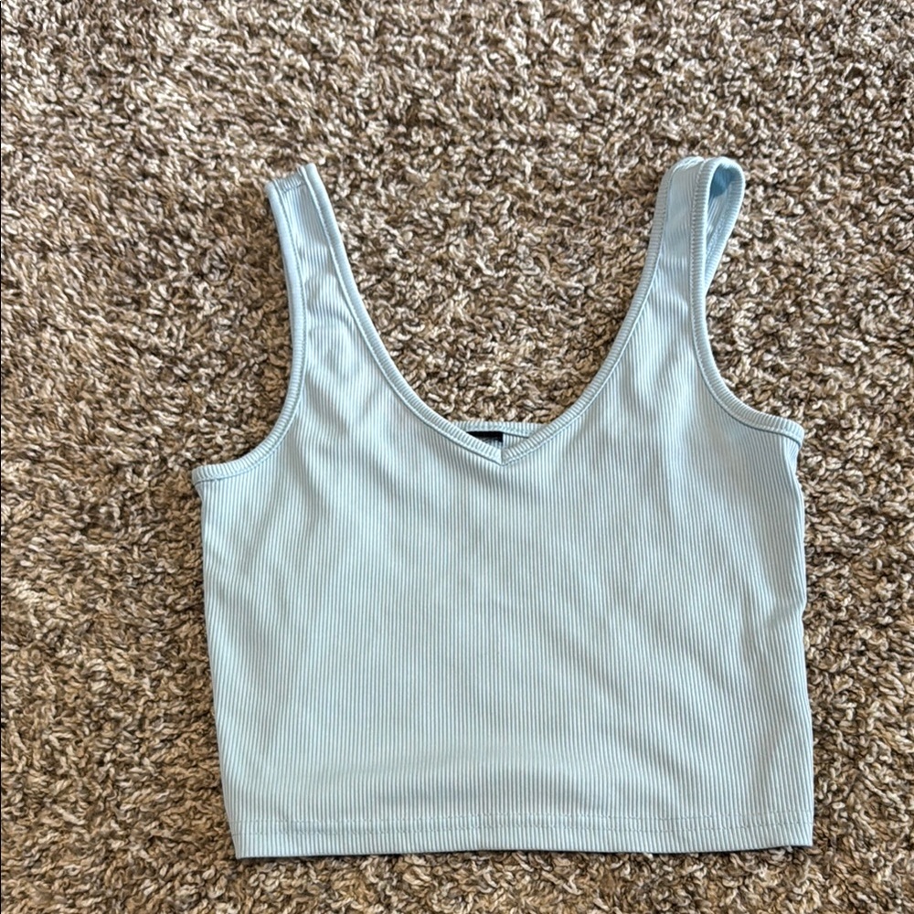 Light Blue Ribbed Women's Tank Top